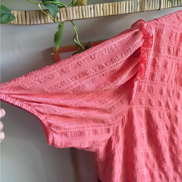 Rewind Dress Pink Ruffled 3/4 Sleeve - Picture 3 of 7